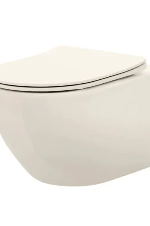 Merkproduct REA-C5500 - Hangend toilet met zitting CARLO MINI TORNADO RIMLESS keramiek/crème