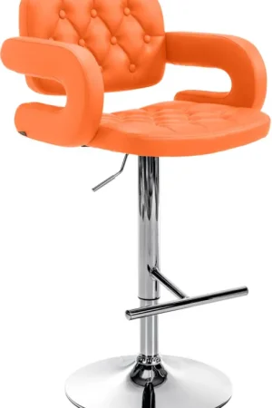 Populair Barkruk Dublin Kleur:oranje | Kleur frame:chroom