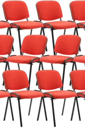 12x Stapelbare Eetkamerstoel Ken Stof Kleur:rood Op = Op