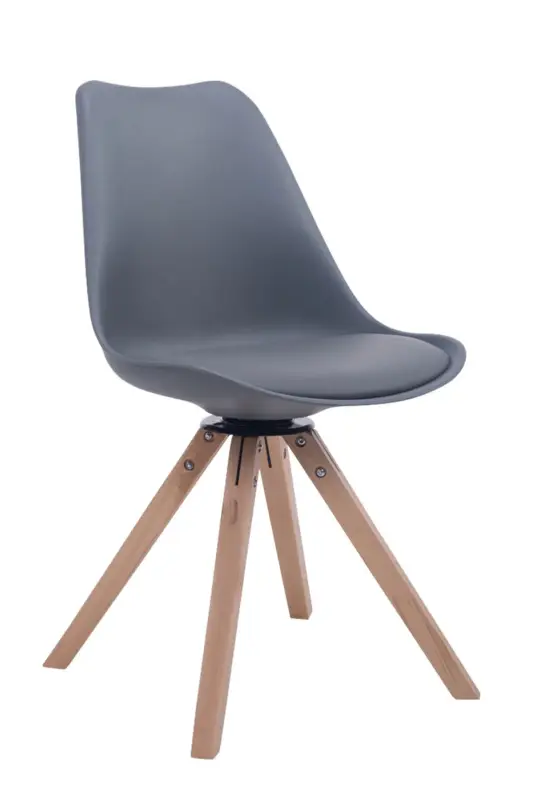 Bestel Nu Eetkamerstoel Troyes Kunstleder Vierkant Kleur:grijs | Kleur frame:natura