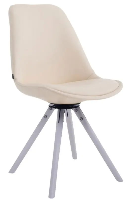 Betrouwbaar Bezoekersstoel Calais Draaibaar Rond Wit Kleur:creme | Kleur frame:wit