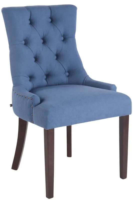 Beperkte Voorraad Eetkamerstoel Aberdeen stof Kleur:blauw | Kleur frame:antiek
