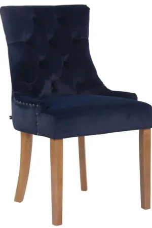Beperkt Aanbod Eetkamerstoel Aberdeen fluweel Kleur:blauw | Kleur frame:antiek licht