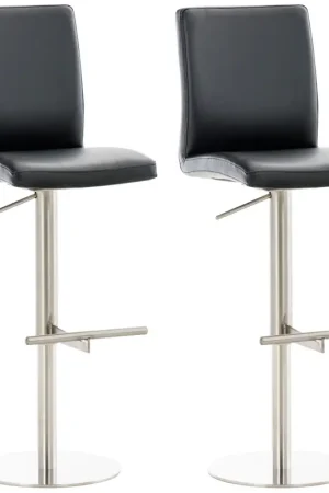 2-delige set barkrukken Cadiz met kunstleren bekleding Kleur:zwart | Kleur frame:roestvrij staal Betrouwbaar