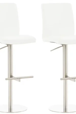2-delige set barkrukken Cadiz met kunstleren bekleding Kleur:wit | Kleur frame:roestvrij staal Nu Kopen