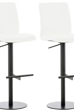 2-delige set barkrukken Cadiz met kunstleren bekleding Kleur:wit | Kleur frame:zwart Direct Verzonden