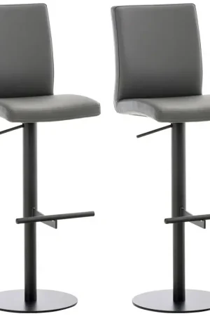2-delige set barkrukken Cadiz met kunstleren bekleding Kleur:grijs | Kleur frame:zwart Dagaanbieding