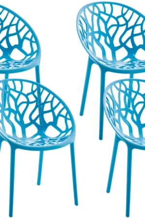 4-delige set tuinstoelen Hope Kleur:blauw Lage Prijs