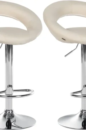2-delige Set Barkrukken Olinda Stof Kleur:creme | Kleur frame:chroom Beperkte Voorraad