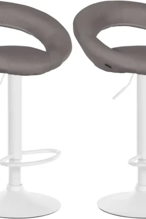 2-delige Set Barkrukken Olinda Stof Kleur:grijs | Kleur frame:wit Koop Online