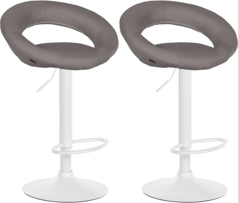 2-delige Set Barkrukken Olinda Stof Kleur:grijs | Kleur frame:wit Koop Online