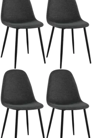 4-delige set eetkamerstoelen Napier Basismateriaal:Stof | Kleur:zwart Nieuw