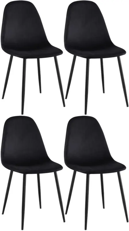 4-delige set eetkamerstoelen Napier Basismateriaal:Fluweel | Kleur:zwart Direct Verzonden