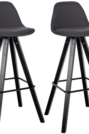 2er Set barkrukken Corbin stof Square Kleur:donkergrijs | Kleur frame:zwart Korting