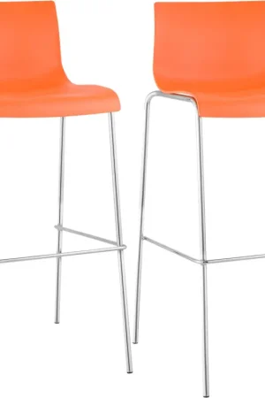 2-delige set barkrukken Hover, kunststof Kleur:oranje | Kleur frame:chroom Koop Vandaag