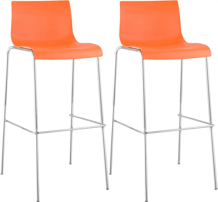 2-delige set barkrukken Hover, kunststof Kleur:oranje | Kleur frame:chroom Koop Vandaag