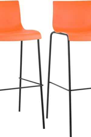 2-delige set barkrukken Hover, kunststof Kleur:oranje | Kleur frame:zwart Direct Verzonden