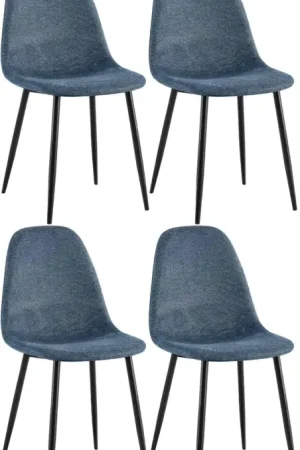 4-delige set eetkamerstoelen Napier Basismateriaal:Stof | Kleur:donkerblauw Veilige Betaling