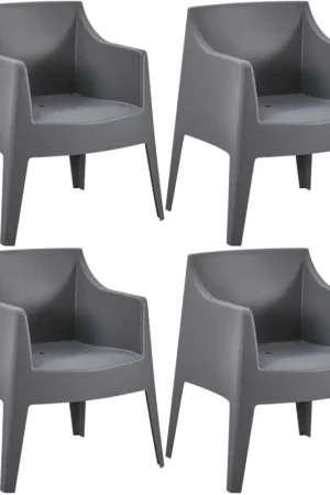 Betrouwbaar Set van 4 tuinstoelen Bartal Kleur:donkergrijs