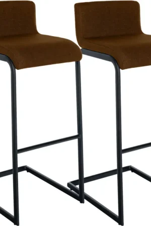2-delige set barstoelen Newport zwart metalen frame Basismateriaal:Stof | Kleur:bruin Goedkoop