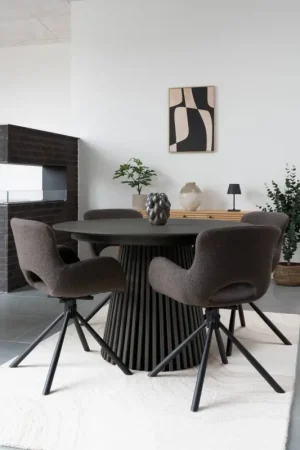 Aanbieding Osaka Zwart Eiken Eettafel Rond / Uitschuifbaar
