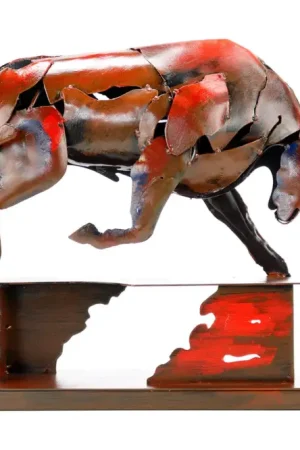 Flitsaanbieding Metalen sculptuur 'Power of the Bull' 39x48x12cm