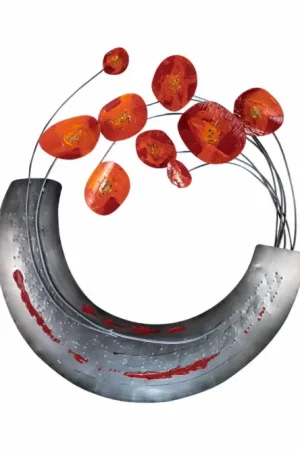 Must-Have Metalen wanddecoratie 'Blooming Poppies' 70x62x5cm