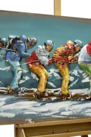3D metalen schilderij 'Funny Ski Trip' 120x60x6cm Superprijs