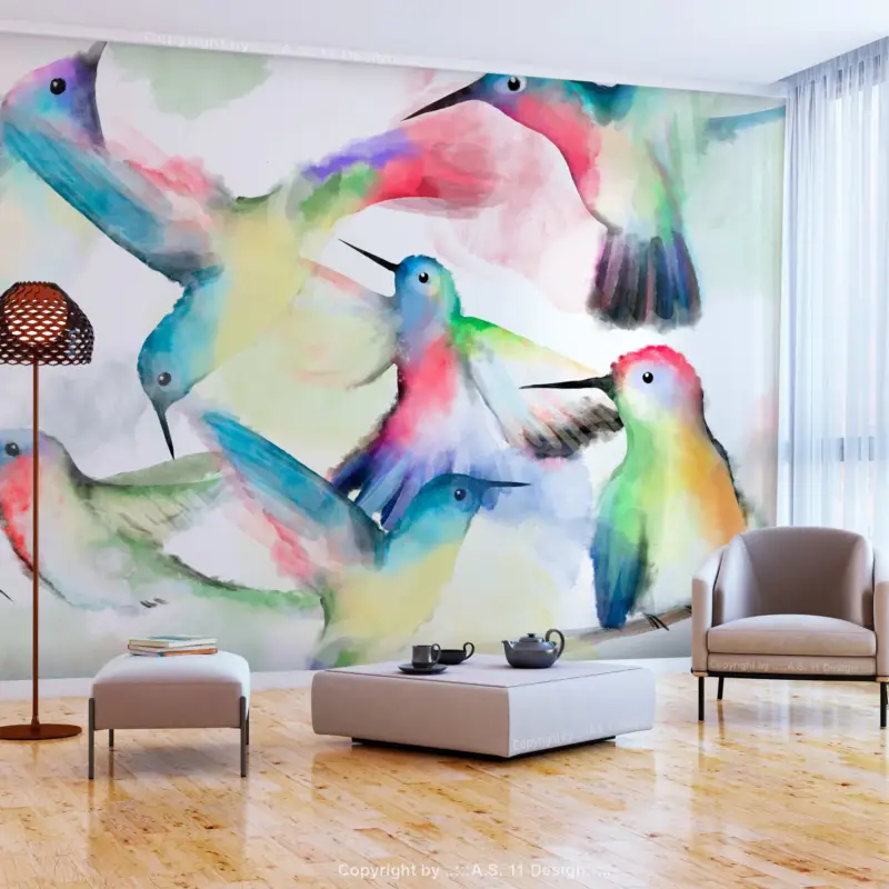Zelfklevend behang 'Watercolor Birds' Betrouwbaar