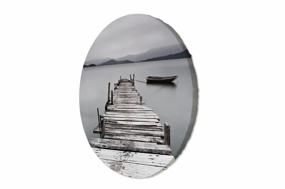 Aanbieding Rond schilderij 'Silent Harbor'