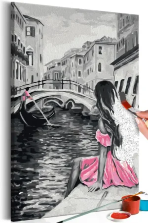 Op = Op Schilderen op nummer volwassenen 'Venice (Girl in a pink Dress)'