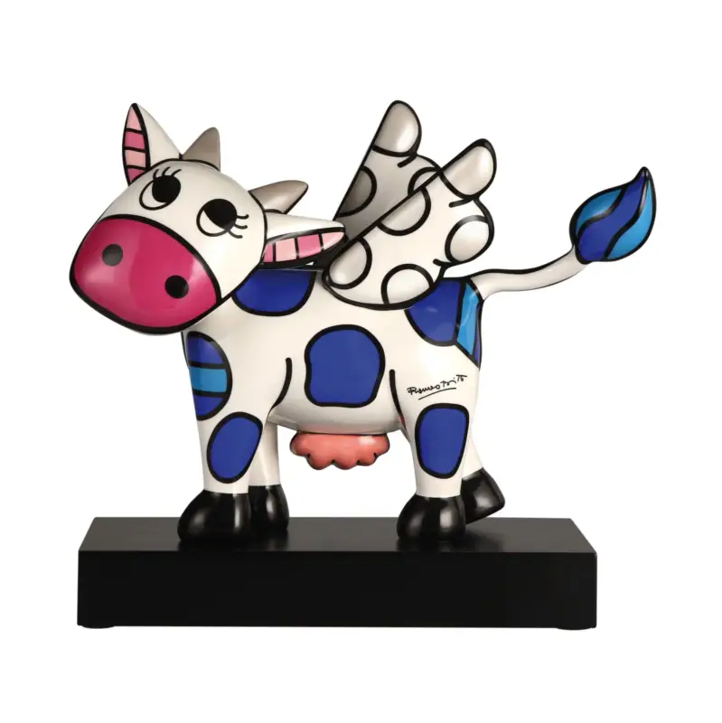 Porseleinen figuur 'Flying Cow' van Romero Britto 15,5x31x37,2cm Favoriet