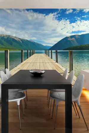 Alleen Vandaag Behang 'Bridge by the Mountain Lake'