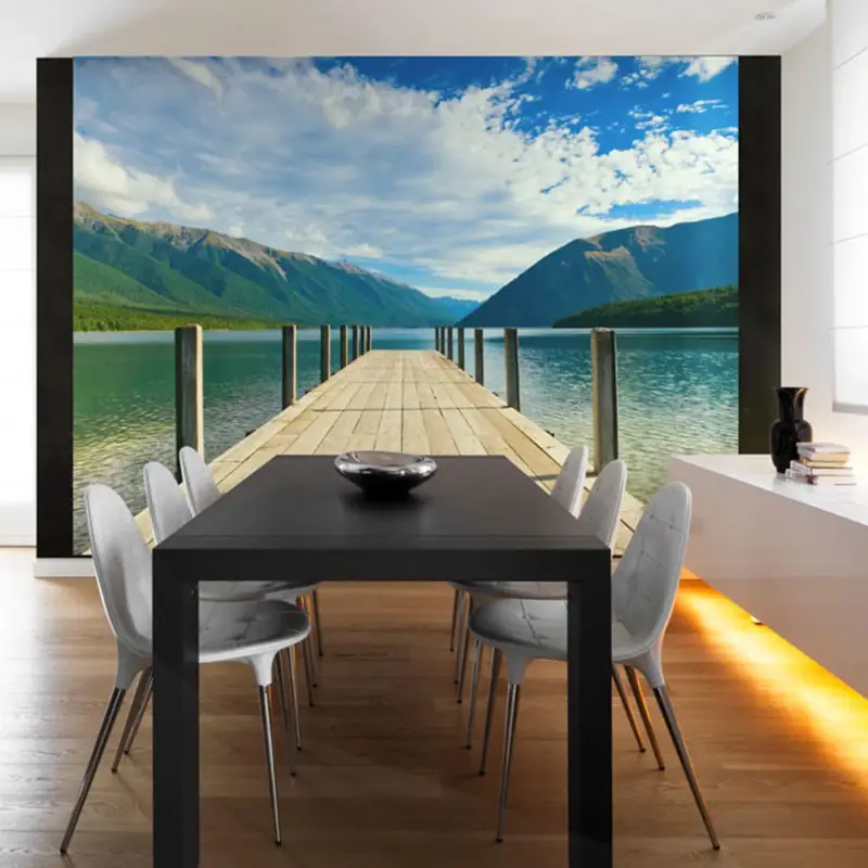 Alleen Vandaag Behang 'Bridge by the Mountain Lake'