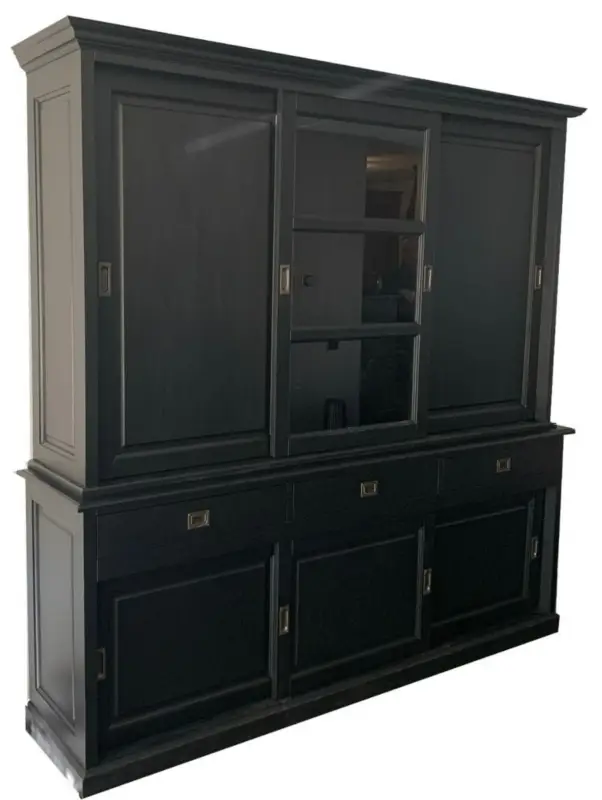 Op = Op Buffetkast handpainted zwart Putten 200cm dichte zijdeuren
