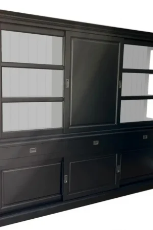 Beste Prijs Buffetkast zwart - grijs Deurne 260cm dichte middendeur