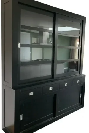 Actieprijs Buffetkast zwart - grijs Hasselt XL 200 x 240cm