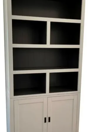 Actieprijs Witte design vakkenkast ongelijke vakken 120 x 240cm