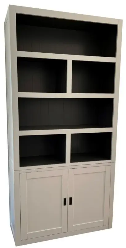Actieprijs Witte design vakkenkast ongelijke vakken 120 x 240cm