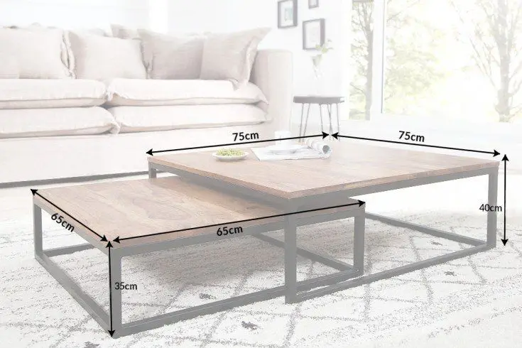 Salontafel 2-delig New Fusion Antraciet Koper 75cm - 37733 Beperkt Aanbod