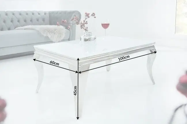 Shop Nu Salontafel Modern Barock Wit / Zilver 100cm- 37353