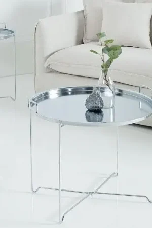 Actieprijs Salontafel Marrakesh Zilver 53cm Rond met Dienblad - 37959