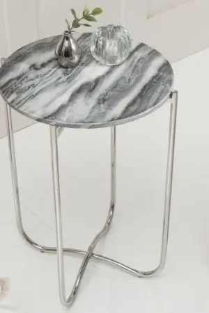 Superprijs Bijzettafel Noble II Grijs 38cm Marmer Met Afneembaar Blad - 40369