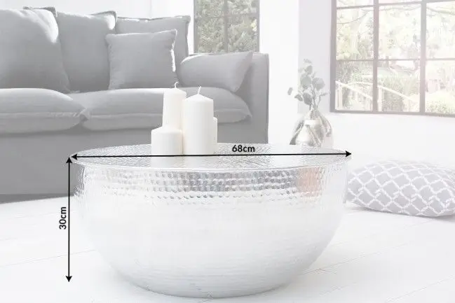 Koopje Salontafel Orient Rond Zilver 70cm - 37913