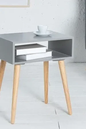 Nachtkastje/Bijzettafel Scandinavia Grijs 40cm Eiken - 38223 Superprijs