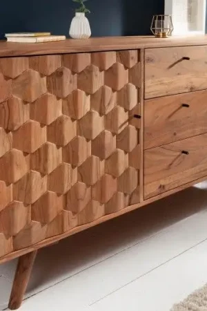 Dressoir Mystic 145cm Massief Acacia Hout - 38420 Lage Kosten