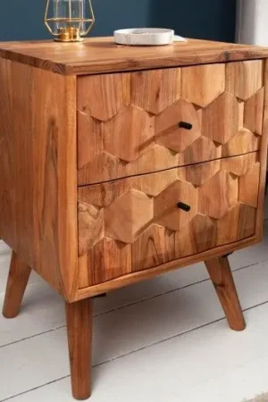 Aanbieding Nachtkastje/Bijzettafel Mystic Natuur 40cm Massief Acacia Hout - 38424