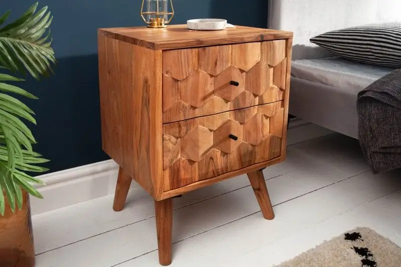 Aanbieding Nachtkastje/Bijzettafel Mystic Natuur 40cm Massief Acacia Hout - 38424