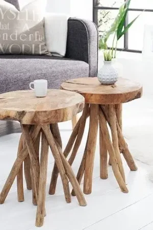 Voordeelprijs Bijzettafel Root 30cm Massief Teak Hout - 37629