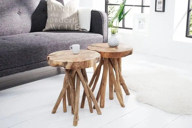 Voordeelprijs Bijzettafel Root 30cm Massief Teak Hout - 37629